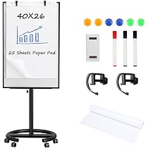 TANKEE Whiteboard Auf Rädern – Höhenverstellbar, Magnetisch, Doppelseitig, 48x32 Cm Mobiles Board Für Büro & Schule