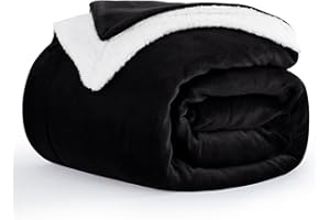 Aisbo Plaid Canape Polaire en Sherpa - Couverture 130x150 Jete de Canape Hiver, Plaid Canapé 130 x 150 Noir Mouton 1 Personne Doux et Chaude