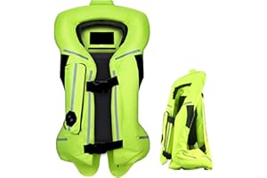 ZZJCY Gilet Airbag Moto per Uomini e Donne Adulti, Moto Elettronico Airbag Gilet, Motocross Meccanico Airbag Giacca con Striscia Riflettente e Schiena Armatura, per Motociclo e Equitazione,Verde,XL