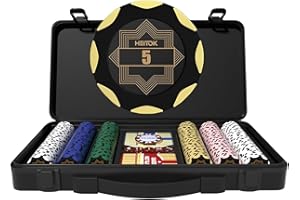 HEITOK 300-Piece Clay Poker Chip Set – 14g Casino-Grade Chips, Numbered, Premium Polycarbonate Case, 2 Plastic Card Decks, Dice & Dealer Button – Bring the Casino Home for Game Night