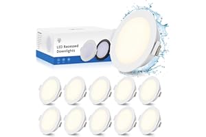 Gr4tec Spot LED Encastrable Salle de Bain IP65, Lot de 10 Spot LED Extra Plat 5W 4000K Blanc Neutre 400LM, Spots de Plafond Trou 68-80mm, 220V Spots Étanche pour Salon Chambre Cuisine