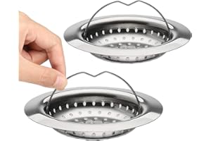 Sandiyago 2 Filtre Évier Cuisine avec Poignée, Crépine d'Évier en Acier Inoxydable avec Anse, Grille Bac cuisine, Diamètre de 110 mm facile à Nettoyer