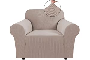 BellaHills Super Stretch Sofa Covers Couch Covers Sofa Slipcovers Furniture Protector for Sofas/Kids/Pets | Form Fitted Jacquard with Elastic Bottom, Thick Soft Non Slip (1 Seater，Sand)