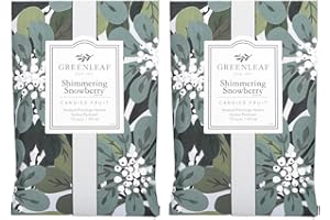 Greenleaf 2x SHIMMERING SNOWBERRY - Fresh Large Scented Sachet Bag - Fragrance of Grapefruit, Jasmine, Sugar, Almond, Sandalwood - Drawer Fragrance Wardrobe Air Room Freshener for Living Room Bathroom