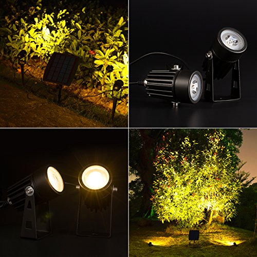 Liqoo® Mini Solarstrahler LED Solarleuchte mit 2 Spotlights IP65 Wasserdicht Gartenleuchte Solarbeleuchtung Outdoor Solarlampe Außen - 8