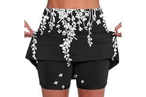 NSICBMNO Skorts for Women Plus Size High Rise Waisted Tennis Skorts Stretchy Athletic Pleated Skirts Inner Legging Shorts Golf Yoga Running Skirts Skorts Workout Sports Skorts Clearance