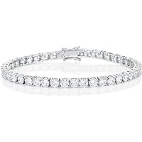 Diamond Treats Bracciale Tennis da Donna, Argento Massiccio 925, con Zirconi Bianchi Super Brillanti da 4 mm di Qualità AAA. 