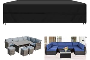 Kovshuiwe 242x162x100cm Copertura Tavolo Giardino Esterno Copertura per Mobili da Giardino Telo Copri Protettivo Quadrato per Tavolo e Sedie da Esterni Oxford Impermeabile Copertura Anti-UV Nero