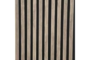 A2Z Floors MDF Wall Panels Acoustic Slat Wood Decorative Sound Absorbing Interior Decor Veneer Contemporary Luxury Slatted Wall Panel Boards – 2400mm x 134mm – Pack of 1 Board (GREY-3042)