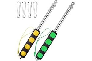 ChAusa Teleskop Fahnenmast Set, 2 Stück Fahnenmasten, 1.6m Tragbare Handheld Fahnenstange, Edelstahl Fahnenmast, mit 4 Stück Karabinerhaken, für Reiseleiter, Camping, Ausflüge (Gelb und Grün)
