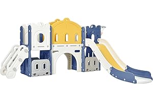 Nine point nine Toboggan, Toboggan Exterieur Enfant, Toboggan Interieur Enfant, Toboggan Balancoire, Toboggan Bebe Centre d'activités d'équipement de Jeu Extérieur et Intérieur (Aisle-Blue Yellow)