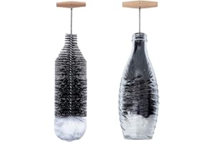 Grunda Goupillon de 35 cm Compatible avec Les Bouteilles en Verre Sodastream, Brosse de Nettoyage sans Rayures, élimine la saleté Tenace, Brosse de Nettoyage avec Ajustement Parfait