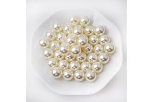 Yixuan Perlas Brillantes Elegantes, 40 Piezas 20mm Perlas de Plástico sin Agujeros Ideal para Relleno de Floreros, Manualidades DIY, Bodas, Decoración de Mesa y Hogar (Marfil 20mm)