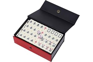Supatmul Jeu Mahjong Chinois, Jeux Mah-Jong Traditionnels avec 144 tuiles, 2 dés et étui Transport, pour Jeux Style Chinois, Loisirs en Famille