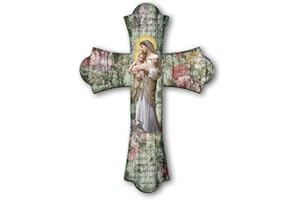 F.LLI BONELLA Fratelli Bonella | Vintage-Kreuz aus Religiösen Holz der Madonna mit Kind 17 x 24 cm | Made in Italy