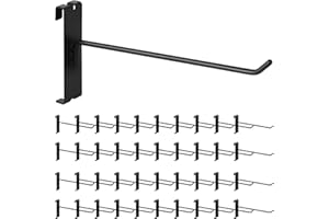 Yauhar 40Pcs 8" Gridwall Display Hooks Assortment Set, Black Metal Grid Wall Panel Hanging Display Hook for Garage Shop Retail Storage, Wire Diameter 5mm// 0.2”