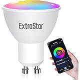 EXTRASTAR Alexa Lampadina LED GU10 Intelligente RGBW, 6W, Luce Dimmerabile RGB + Bianco Caldo, Smart Lampadine WiFi Compatibi