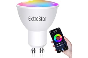 EXTRASTAR Alexa Lampadina LED GU10 Intelligente RGBW, 6W, Luce Dimmerabile RGB + Bianco Caldo, Smart Lampadine WiFi Compatibile con Alexa e Google Home, Nessun Hub Richiesto