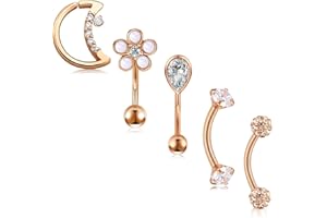 AceFun Rook Piercing Sourcil Bijoux Courbe Barbell 16G 1.2MM Sourcil Lèvre Court Ventre Anneaux Daith Rook Boucles d'oreilles pour Femmes Hommes