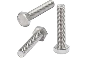 AMLOOPH M8 Bolts, M8 X 50mm Hex Head Cap Screws - A2 Grade Stainless Steel Fully Threaded Hex Bolts for Metal Construction Work, Automotive Machinery (Pack Of 10)