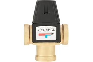 HYUDUO Válvula Mezcladora Termostática de Latón DN20, Rosca Hembra 3 Vías para Agua Fría y Caliente, Compatible con Calentador de Agua Solar