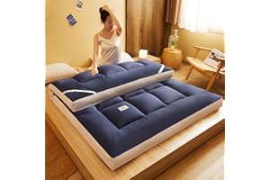 GUOIOOI Materasso futon giapponese da pavimento, divano letto futon in piuma d'oca ispessita, materasso arrotolabile Tatami, facile da riporre e trasportare for il campeggio, matrimoniale, matrimoniale(Dark b
