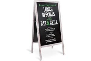 UNHO Pizarra Caballete Madera de Tiza Magnetica: Pizarras Negra Pie de Doble Cara de Menu Pizarra Grande Plegable de Publicidad para Bar Hosteleria Restaurante 100 x 50cm - Gris