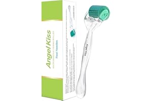 Angel Kiss Derma Roller 0,5 mm véritables aiguilles – 192 aiguilles individuelles en titane – Rouleau à micro-aiguilles pour le visage, le corps, la barbe, le cuir chevelu et les soins de la peau