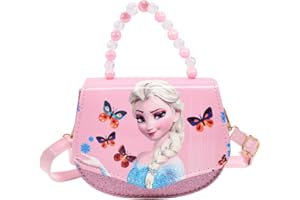Babioms Bolso de Mano para Niña, Anna und Elsa Bolso Bandolera,con Correa de Hombro Ajustable para Bolsos de Moda para Niñas de Día o de Viaje(18 * 15 * 7cm)