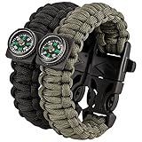 GET MORE: 4 in 1 Suvival Armband inkl. Feuerstein, Messer und Pfeife im 2er Vorteilspack mit 100 % Geld-zurück-Garantie