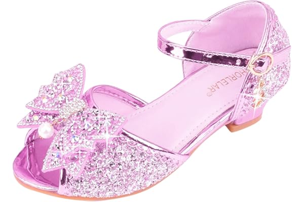 Prinsesskor, flicka, glitter, Mary Jane High Heel, klädskor, strass, rosett, kvällsskor, cosplay, skor, barn, bröllopsskor, kostym, fest, kristallskor för födelsedagsfest, karneval