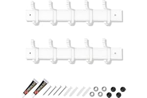 ZAHRVIA Percheros Pared, Pack de 2 percheros de pared blancos, Soporte de Pared con 5 Ganchos, Colgadores de Pared para Cocinas, Baños y Dormitorios