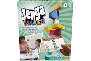 Hasbro Gaming Jenga Maker, Tour d'empilage avec Blocs en Bois Massif véritable, Jeu pour Enfants, à partir de 8 Ans, pour 2 à 6 Joueurs Multicolore Taille Unique