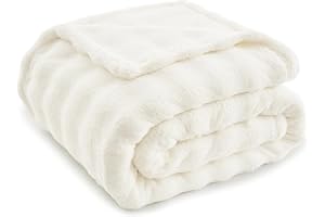 ‎TOPFINEL Topfinel Bubble Decke Kuscheldecke Flauschig Weiß - Weiche Sofadecke & Couchdecke 130x150 cm aus Imitat-Wolldecke, Warme Fleece für Wohnzimmer Deko Blanket, Weiche Wohndecke