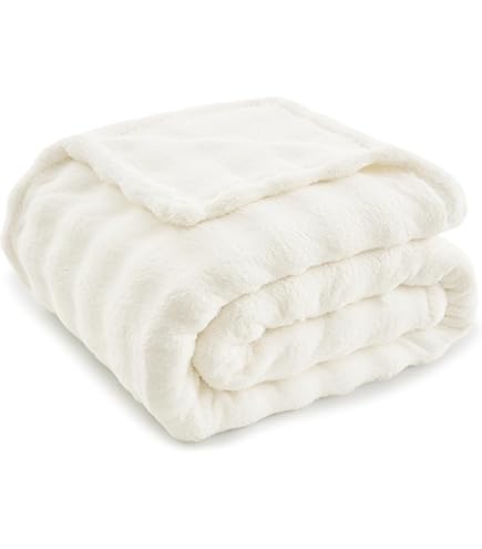 Plaid Polaire Doux Et Chaud - 60 X 180 Cm - Blanc Cassé - Pour Canapé, Lit Ou Voyage