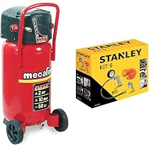 Compresseur 50L 2HP Mecafer + Tuyau Air 10m FERM - Pour Gonflage, Nettoyage, Outils Pneumatiques