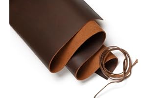 WANDERINGS Fogli In Vera Pelle Di Bufalo Pieno Fiore Per Artigianato - Ottimi Per Gioielli, Portafogli - 1 Foglio 30x60 cm + Cordoncino In Pelle 91,4 cm