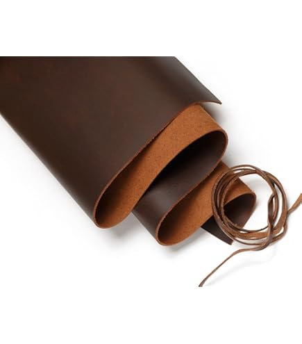 Cinghie In Vera Pelle Di Bufalo - Per Artigianato, Cinture, Cricut, Marrone, 2 Rotoli - Foto 7