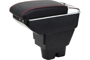 ‎YJYWZH YJYWZH für Peugeot 207 207CC Armlehnen Mittelarmlehne mit Ablagefach und Getrankehalter USB-Anschluss Autozubehör Konsole Armauflage Schwarz