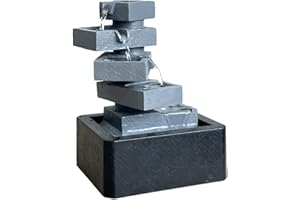 SEINHIJO Indoor Tabletop Water Fountain Zen Cascading Feng Shui Waterfall Home Decor Table Centerpiece Relaxation Gifts with LED Lights 28cm