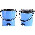 Kuber Industries Pack of 2 Plastic Dustbin for Home with Pedal, Lid & Handle | 7 Ltr Dustbin for Kitchen, Bathroom & Office | Garbage Bin for Wet or Dry Waste | Check Dhakkan- Blue & Black