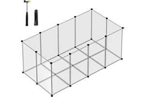 SONGMICS Pet Playpen with Floor, Small Animal Enclosure, DIY Plastic Cage, Indoor Run for Hamsters, Rabbits, Hedgehogs, Guinea Pigs, 145 x 72 x 57 cm, White LPC007W01