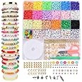 SANNIDHI® 5100+ Clay Beads Bracelet Making Kit for Beginner, Friendship Preppy Polymer Heishi Beads for Bracelets Jewelry Making kit with Charms, DIY Arts and Crafts Gifts