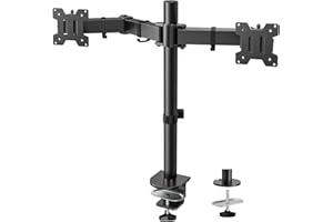 HUANUO Monitorhalterung 2 Monitore für 13 bis 32 Zoll Bildschirme, Monitor Halterung Höhenverstellbar Neigbar Schwenkbar Drehungbar, erweiterter Monitorarm Bildschirmhalterung 2 Monitore, VESA 75/100