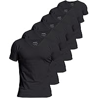 Comfneat Herren Unterhemd 100% Baumwolle Kurzarm T-Shirt mit V-Ausschnitt (4er Pack/6er Pack)