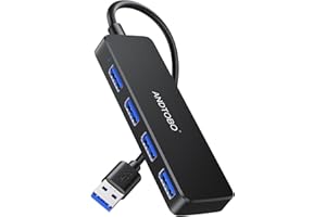 ANDTOBO Hub USB 3.0 à 4 Ports, Adaptateur Hub Multiport USB 3.0 5Gbps pour PC, Ordinateur Portable, MacBook Pro/Air, PS5, Xbox, Flash Drive, HDD, Console, Imprimante, Clavier