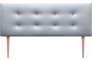 DHOME Testiera in Similpelle o Tessuto AQUALINE Pro con 2 file di Bottoni e Gambe Testiera Imbottita per Letto di Lusso (160x105cm con Gambe (Letti 150/160), Similpelle Argento)