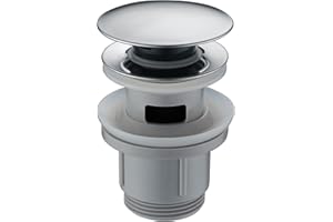 MICE COLLECTION IMEX - Valvola a Click Clack adatta per lavabi e bidet, scarico lavabo facile installazione, tappi di scarico per lavello, universale con o senza troppopieno, Pop-Up Cromo Acciaio S304 - VCC009