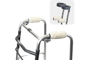SOLACE BRACING Super Soft Sheepskin Handle Pads (Pair) - British Made & NHS Supplied Sweat Absorbent Handle Grips - #1 Anti-Slip Padded Handle Covers for Crutches, Rollator Walkers & Zimmer Frames