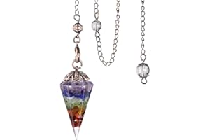 ‎CRYSTALTEARS CrystalTears Chakra Naturstein Pendel Harz Trommelstein Anhänger Halskette Esoterik Radiästhesie Vintage Kristalltherapie Edelstein Tensor für Divination Reiki Heilung Meditation